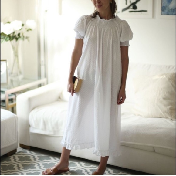 NWT Hill House The Caroline Nap Dress White Swiss Dot Puff Short Sleeve - Picture 4 of 15